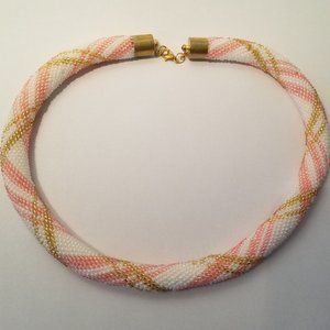 "CRISS CROSS" SEED BEAD CROCHET NECKLACE N-30038.
